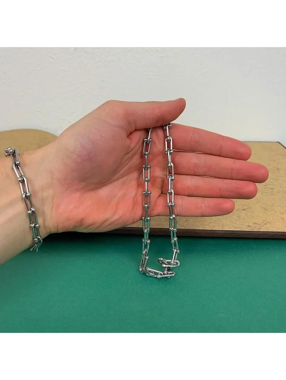 Vintage Y2K atyle U Link Shape Silver Chain. Stainless steel high quality! 20